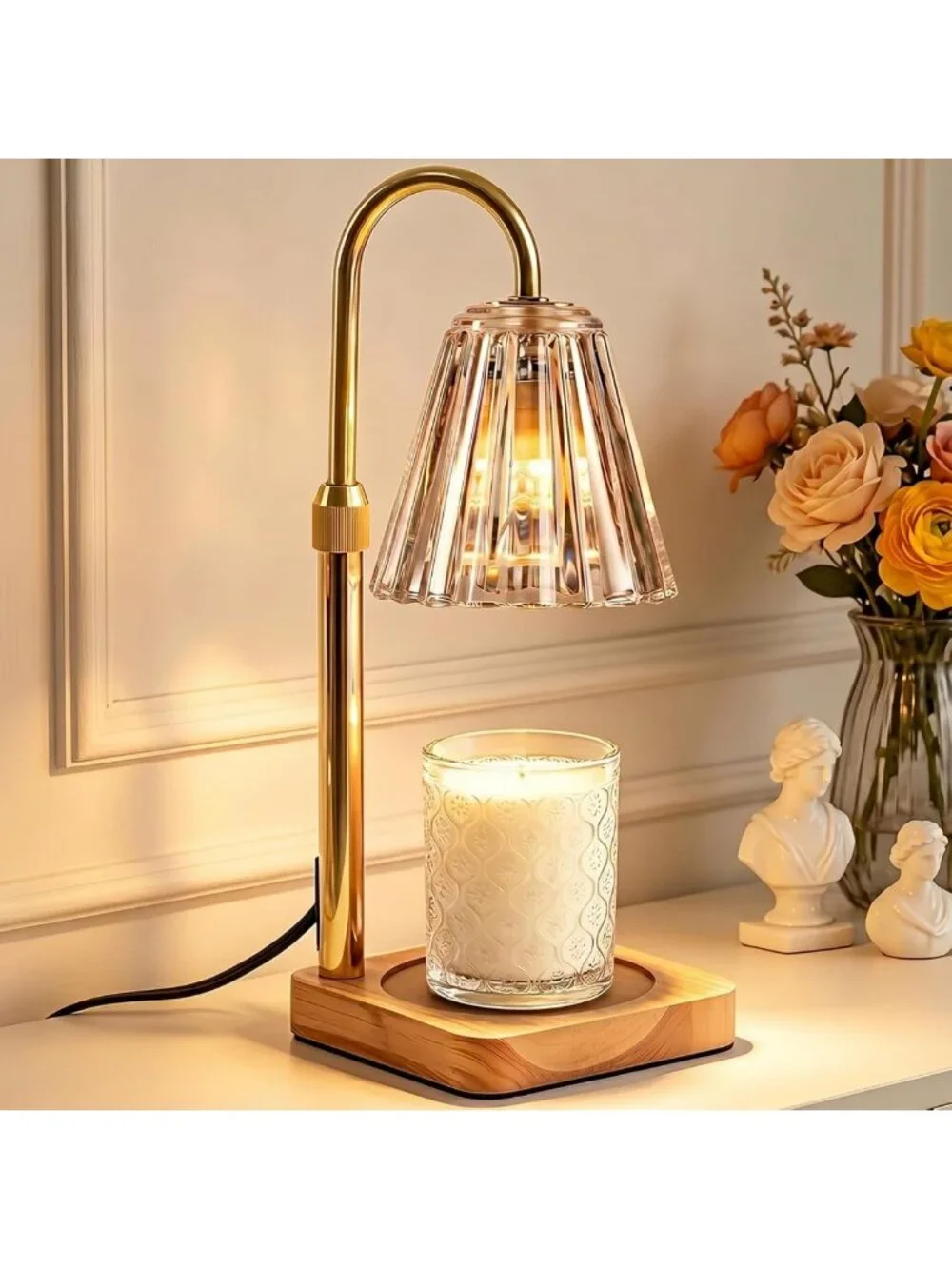 Candle Warmer Lamp with Timer & Dimmer - Adjustable Height Wax Melter, Aesthetic